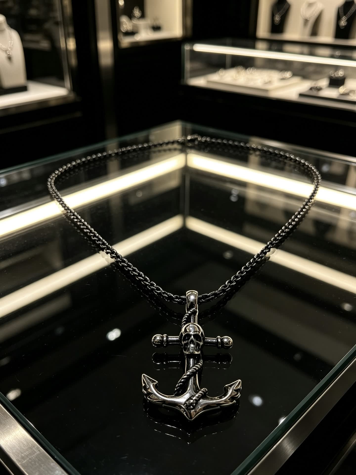 Chrome Hearts Silver Anchor Pendant Necklace